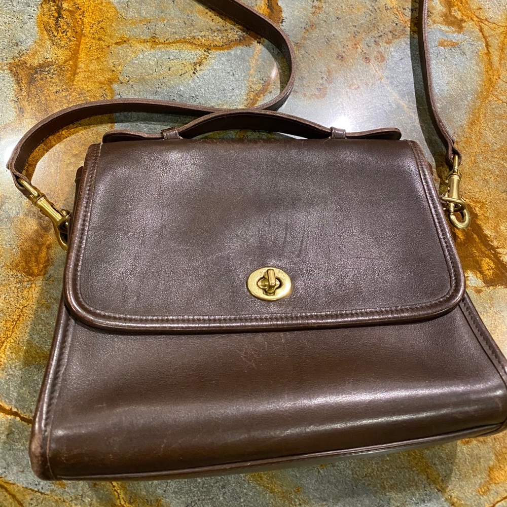 Vintage Brown Leather Court Coach Purse